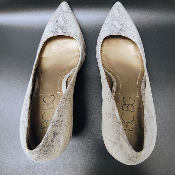 BCBG NEUTRAL Snake Skin Pumps Size 8.5 - BEAUTIFUL - Ivory Tan - Approx 4" heel - Picture 5 of 12